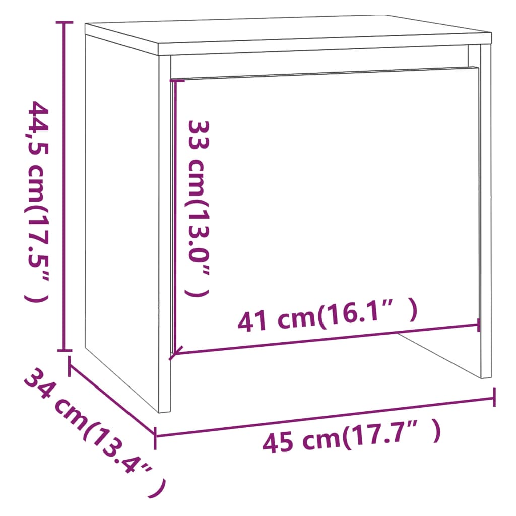 vidaXL Noptieră, gri beton, 45x34x44,5 cm, lemn prelucrat