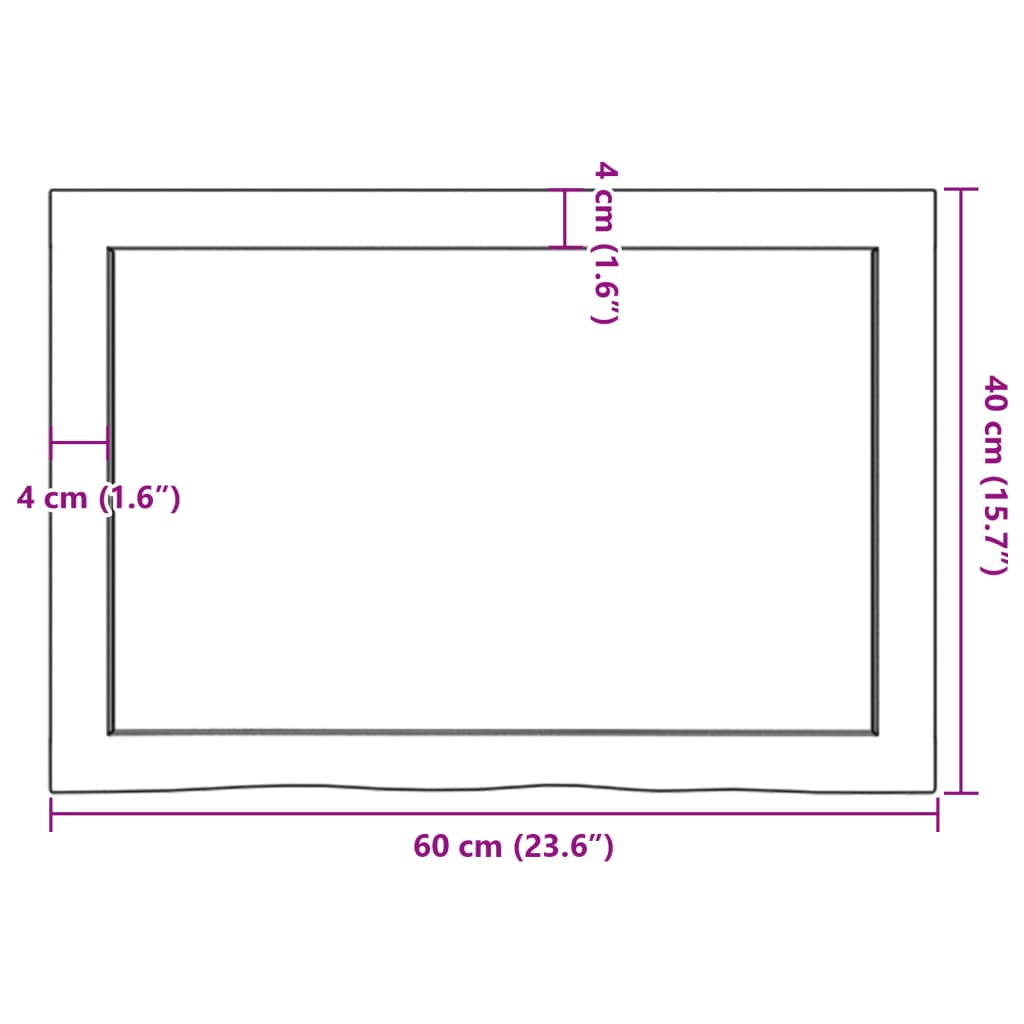 vidaXL Blat de baie, maro închis, 60x40x(2-4) cm, lemn masiv tratat