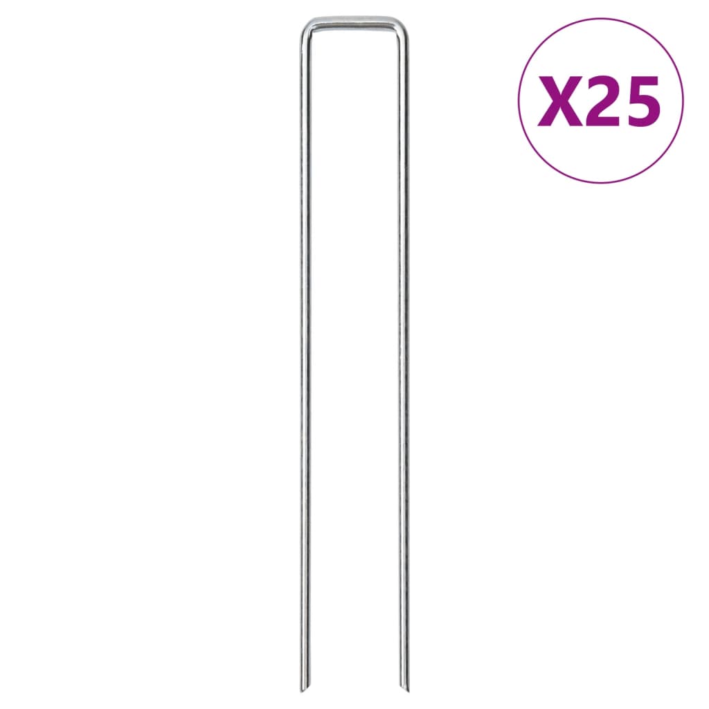 vidaXL Țăruși de pământ în formă de U 25 buc. 20x3,5cm oțel galvanizat