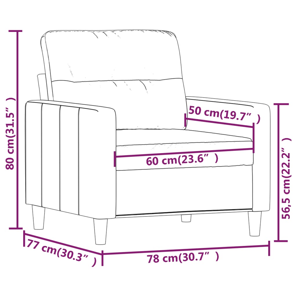 vidaXL Fotoliu canapea, gri închis, 60 cm, material textil