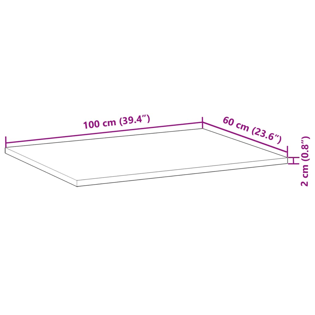 vidaXL Blat de baie netratat, 100x60x2 cm, lemn masiv de acacia