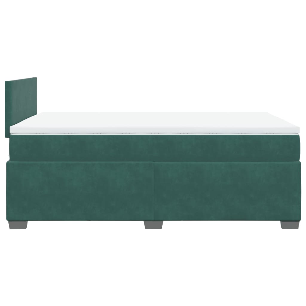 vidaXL Pat box spring cu saltea, verde închis, 120x200 cm, catifea