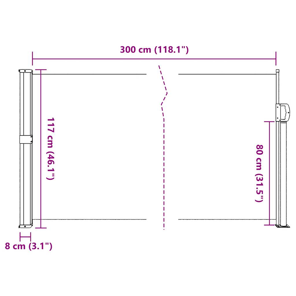 vidaXL Copertină laterală retractabilă, bej, 117x300 cm