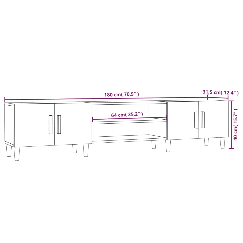 vidaXL Comodă TV, stejar maro, 180x31,5x40 cm, lemn prelucrat