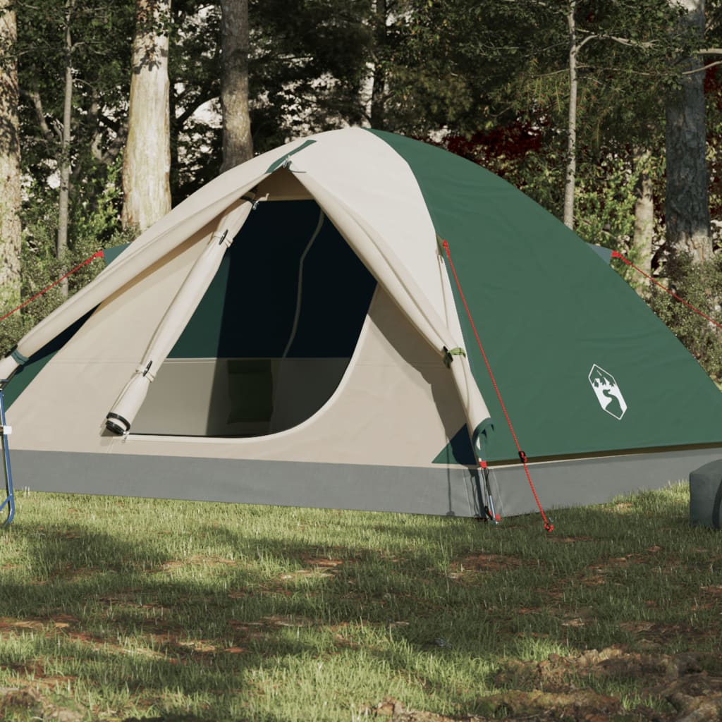 vidaXL Cort de camping cupolă pentru 3 persoane, verde, impermeabil