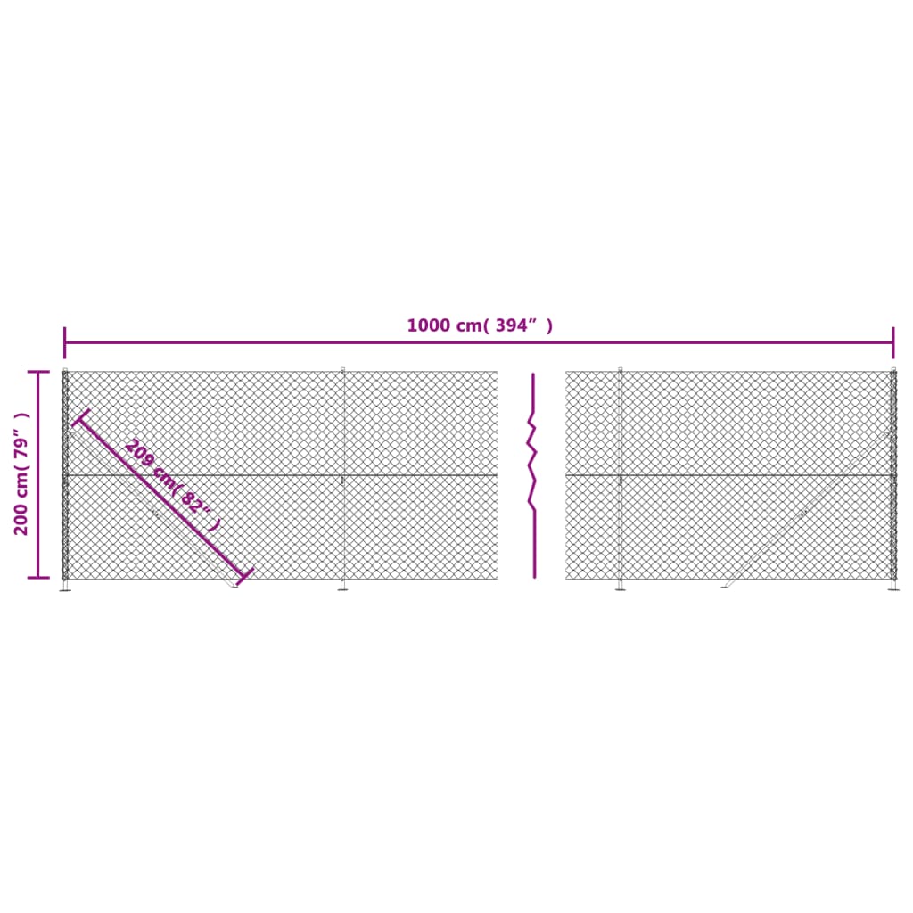 vidaXL Gard plasă de sârmă cu bordură, verde, 2x10 m