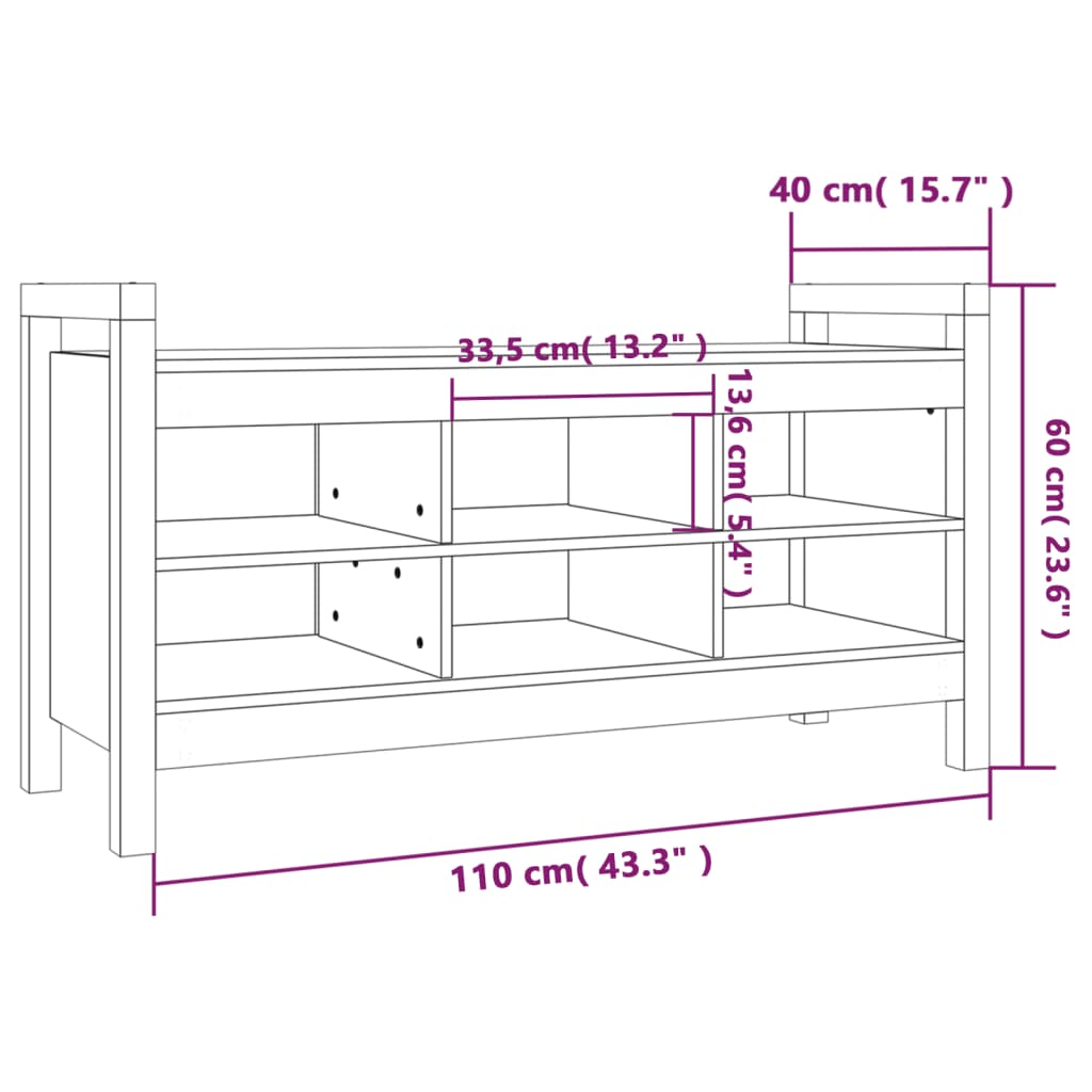 vidaXL Bancă de hol, gri, 110x40x60 cm, lemn masiv de pin