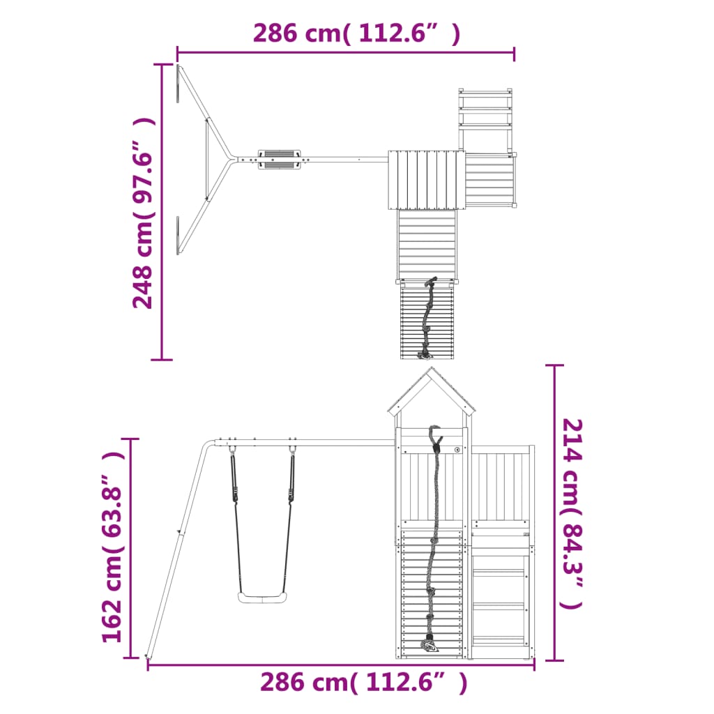 vidaXL Set de joacă pentru exterior, lemn masiv de pin