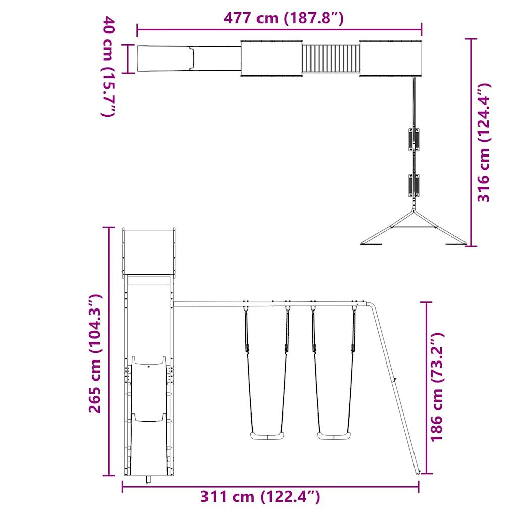 vidaXL Set de joacă pentru exterior, lemn de pin impregnat