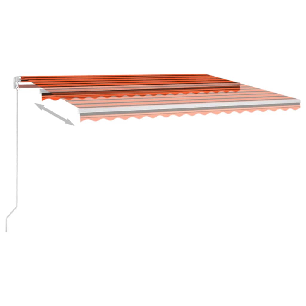 vidaXL Copertină retractabilă manual, LED, portocaliu/maro, 400x350 cm