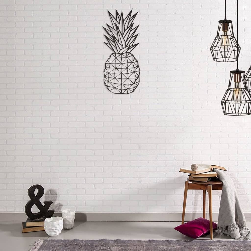 Homemania Decor de perete Pineapple, negru, 22x55 cm, oțel