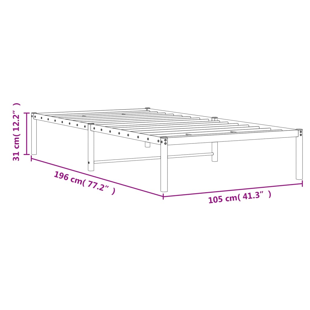 vidaXL Cadru pat metalic, negru, 100x190 cm