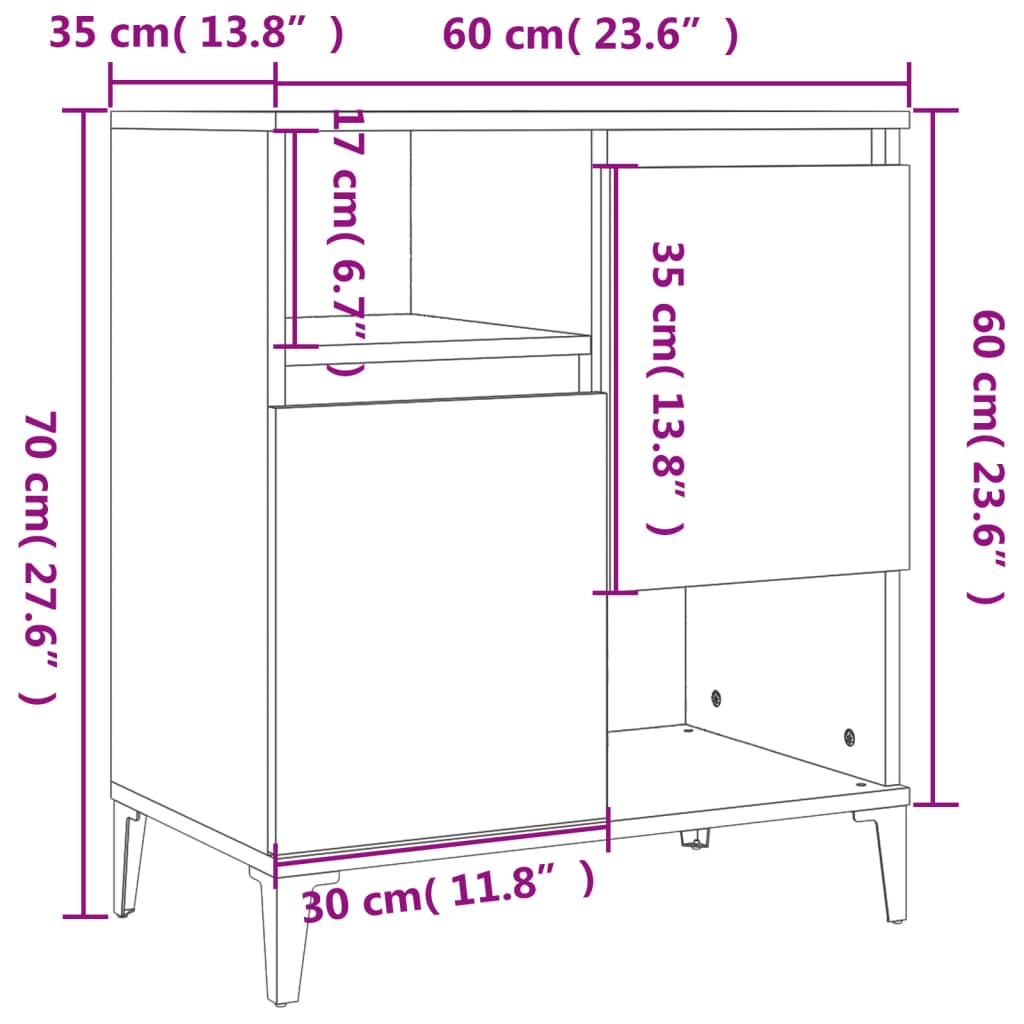 vidaXL Dulapuri, 2 buc, negru, 60x35x70 cm, lemn prelucrat