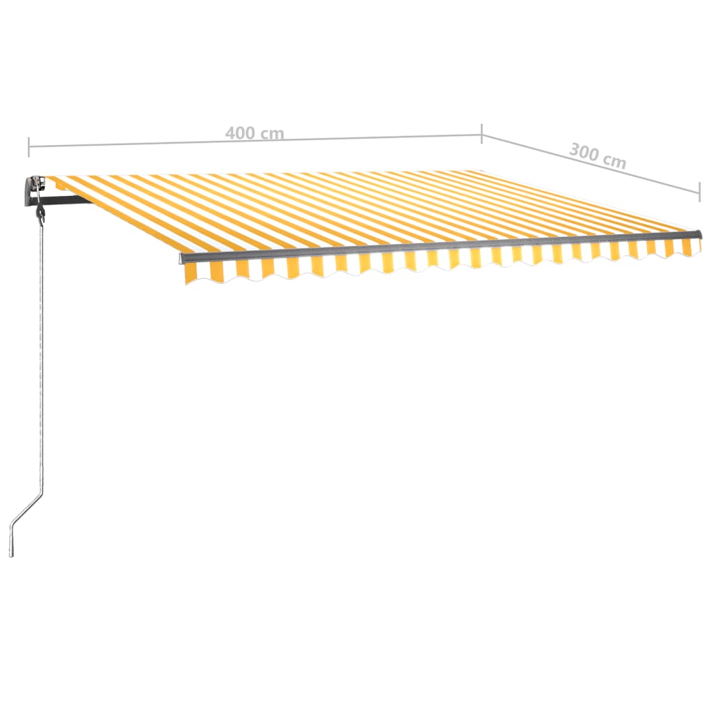 vidaXL Copertină autonomă retractabilă manual, galben/alb, 400x300 cm