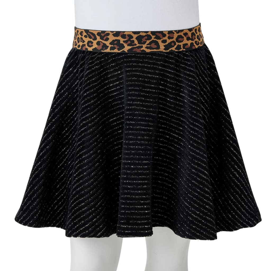 Fusta de copii cu talie tip leopard, negru, 116