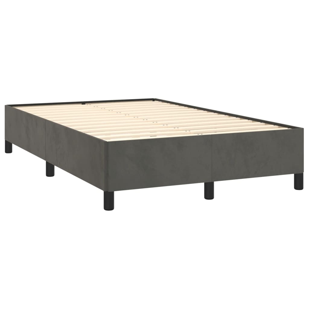 vidaXL Pat box spring cu saltea, gri închis, 120x190 cm, catifea