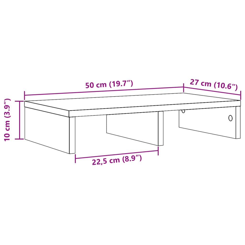 vidaXL Suport de monitor, stejar sonoma, 50x27x10 cm, lemn prelucrat