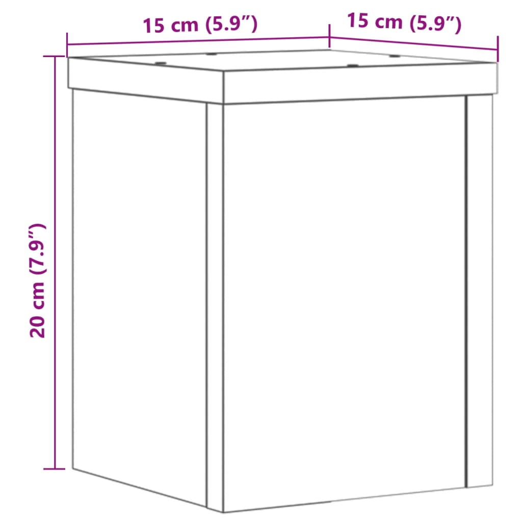 vidaXL Suporturi de plante, 2 buc., negru, 15x15x20 cm, lemn prelucrat