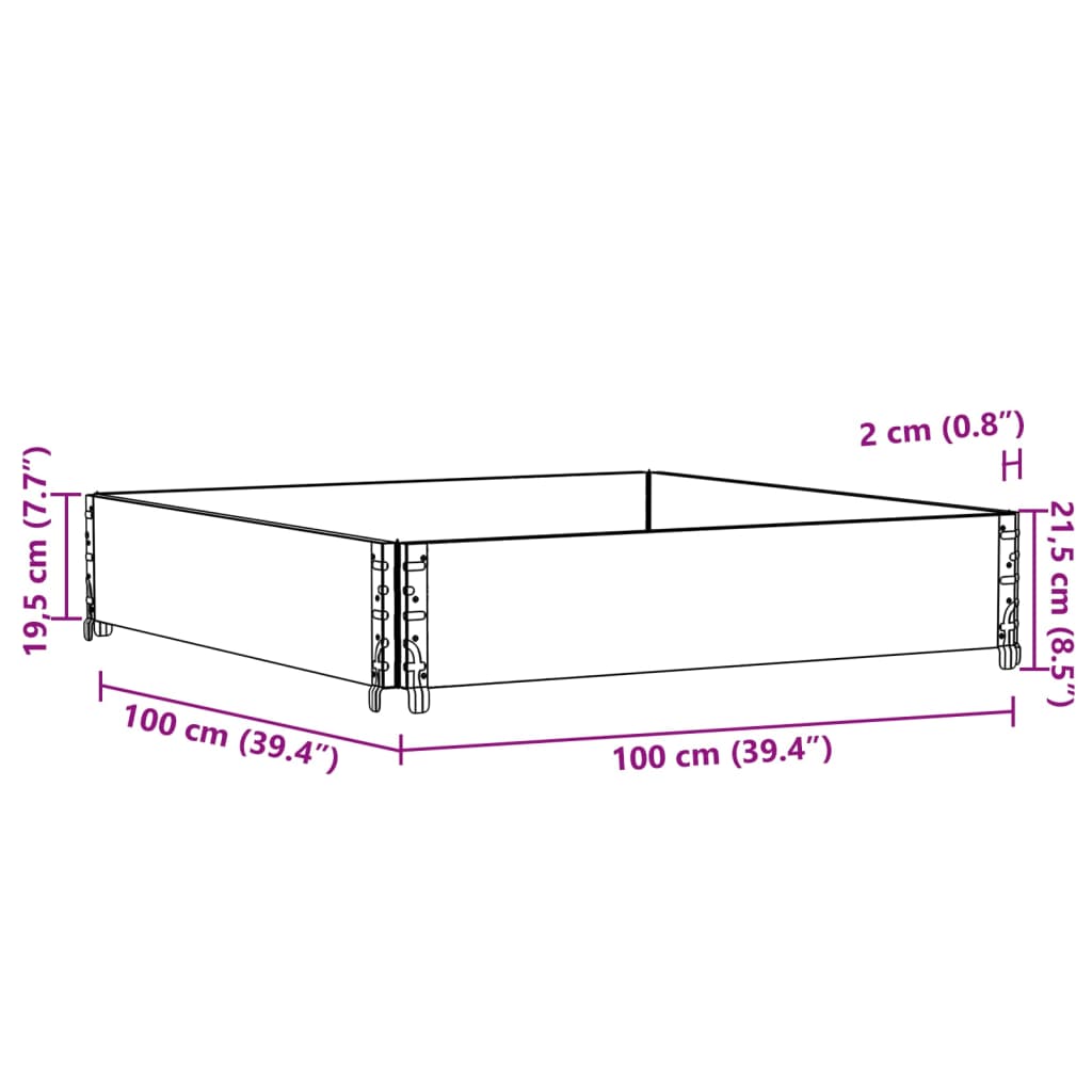 vidaXL Ramă pentru paleți, maro, 100x100 cm, lemn masiv pin