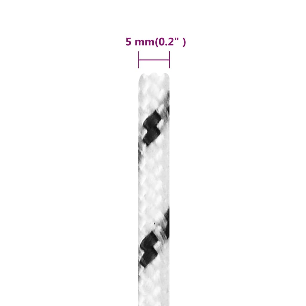 vidaXL Frânghie împletită pentru barcă, alb, 5 mm x 500 m, poliester