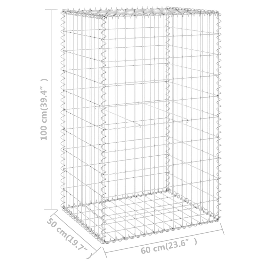 vidaXL Perete gabion cu capace, 60 x 50 x 100 cm, oțel galvanizat