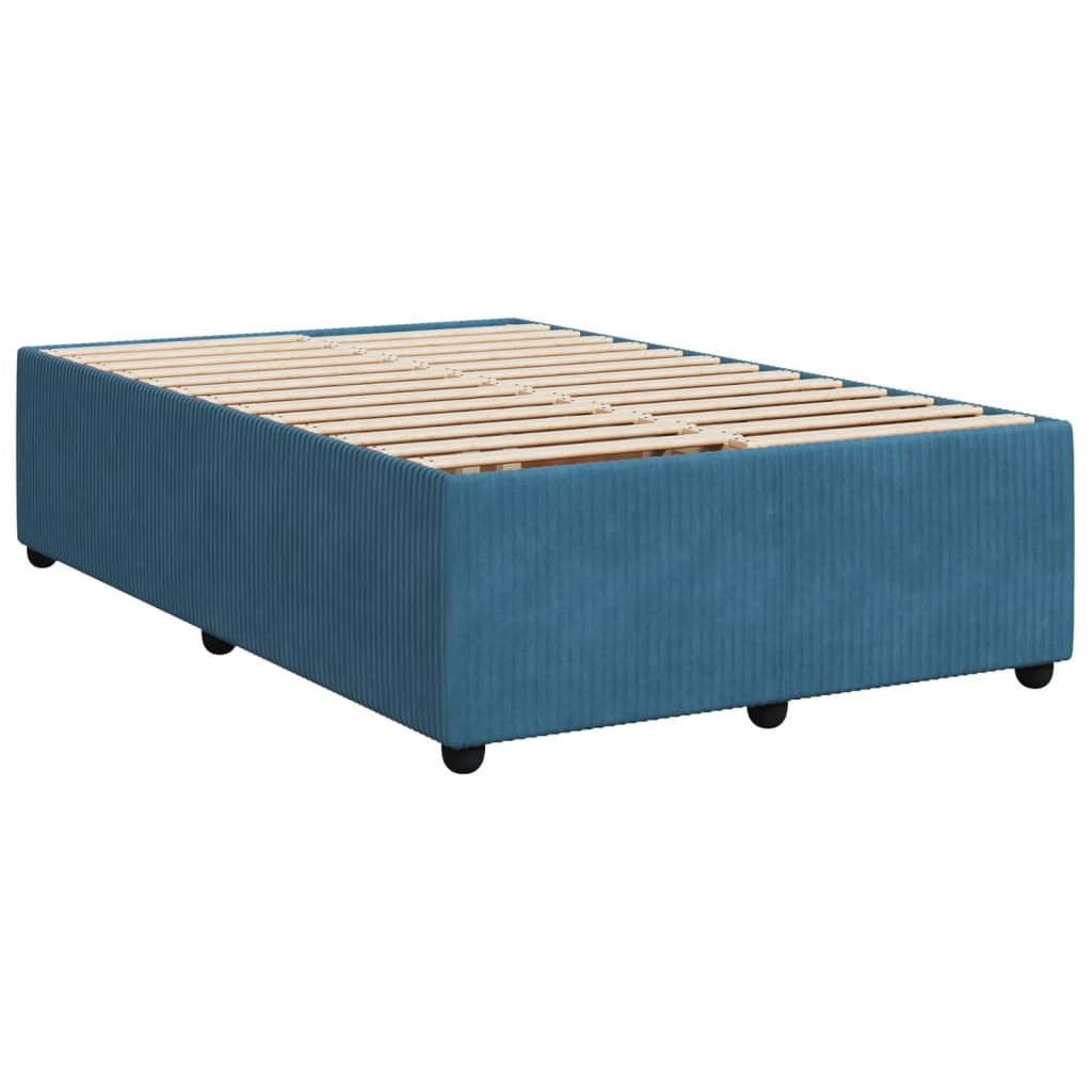 vidaXL Pat box spring cu saltea, albastru închis, 120x190 cm, catifea