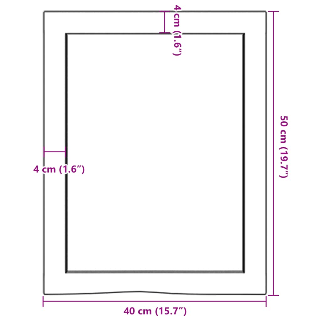 vidaXL Blat de baie, maro închis, 40x50x(2-4) cm, lemn masiv tratat