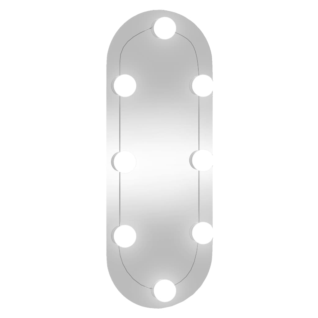 vidaXL Oglindă de perete cu lumini LED 20x50 cm oval sticlă