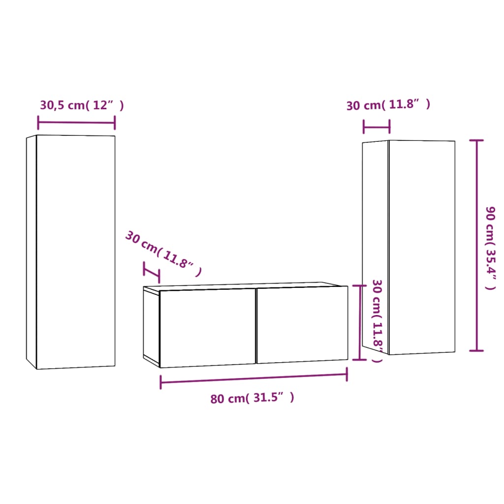 vidaXL Set dulap TV, 3 piese, stejar maro, lemn prelucrat