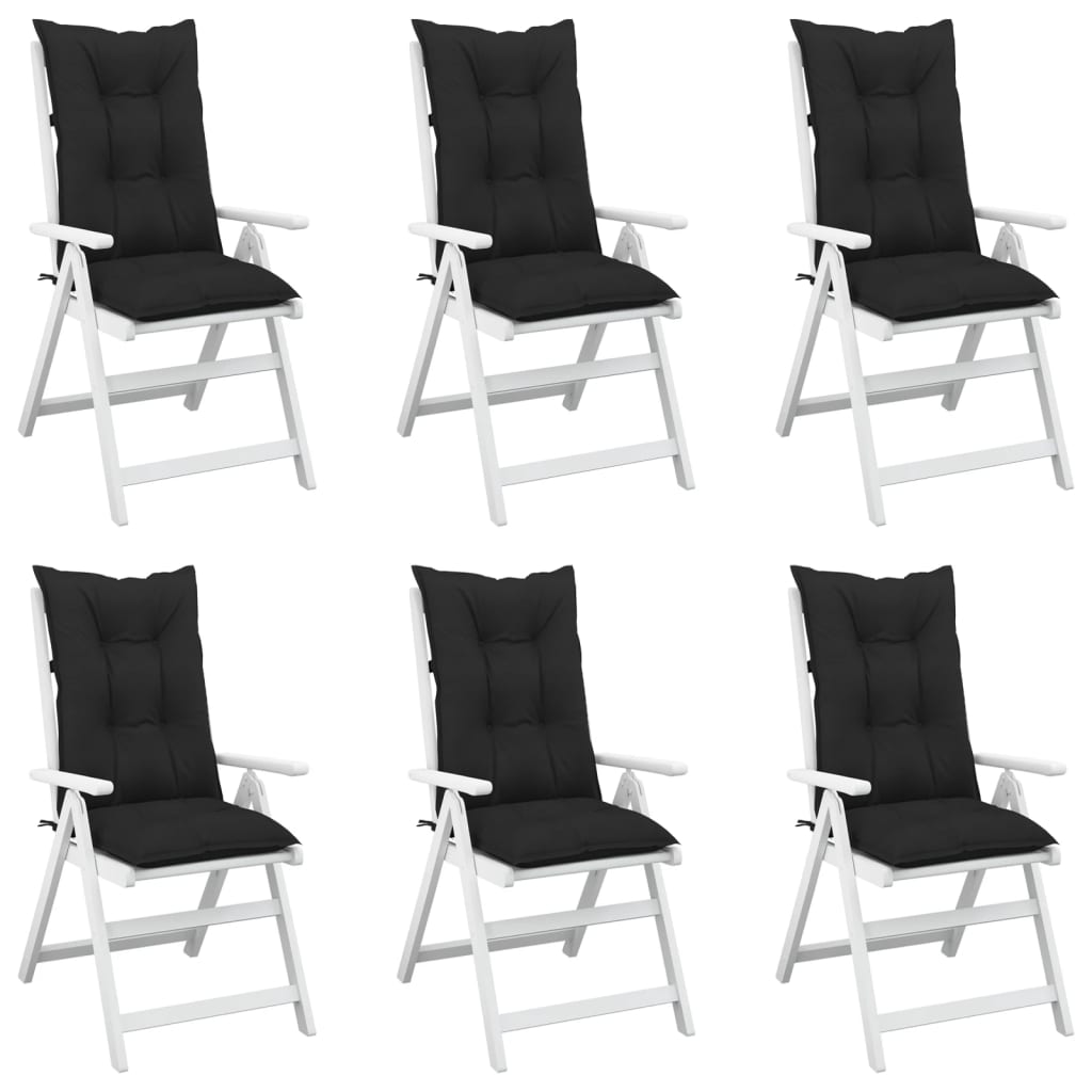 vidaXL Perne scaun cu spătar înalt, 6 buc. negru 120x50x7 cm textil