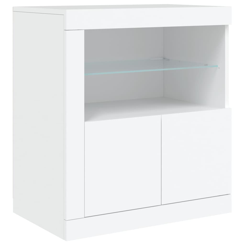 vidaXL Servantă cu lumini LED, alb, 202x37x67 cm