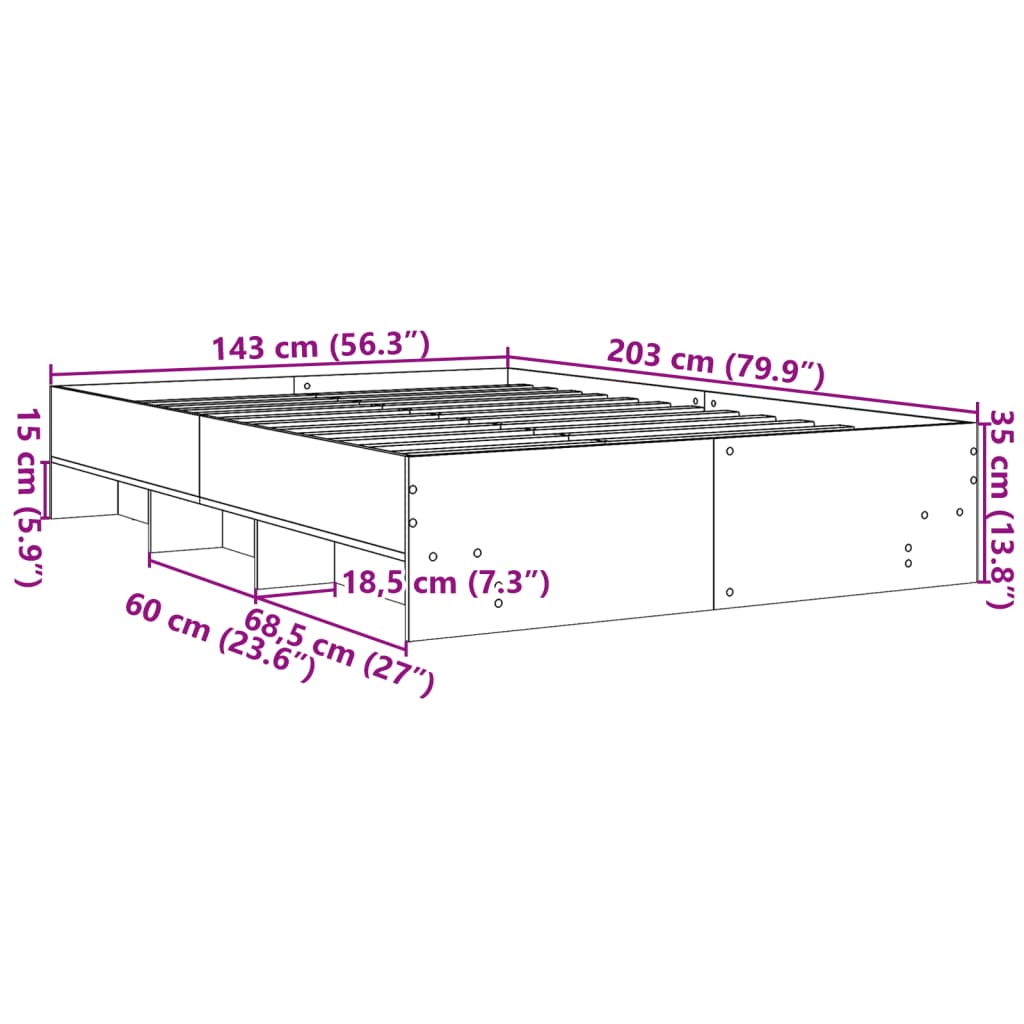 vidaXL Cadru pat fără saltea stejar maro 140x200 cm lemn prelucrat