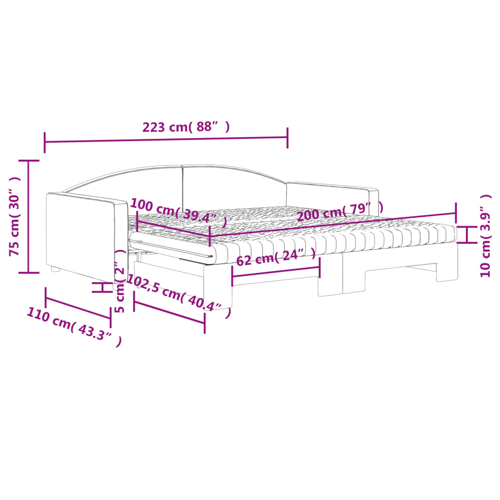 vidaXL Pat de zi cu extensie și saltele, gri deschis 100x200 cm textil