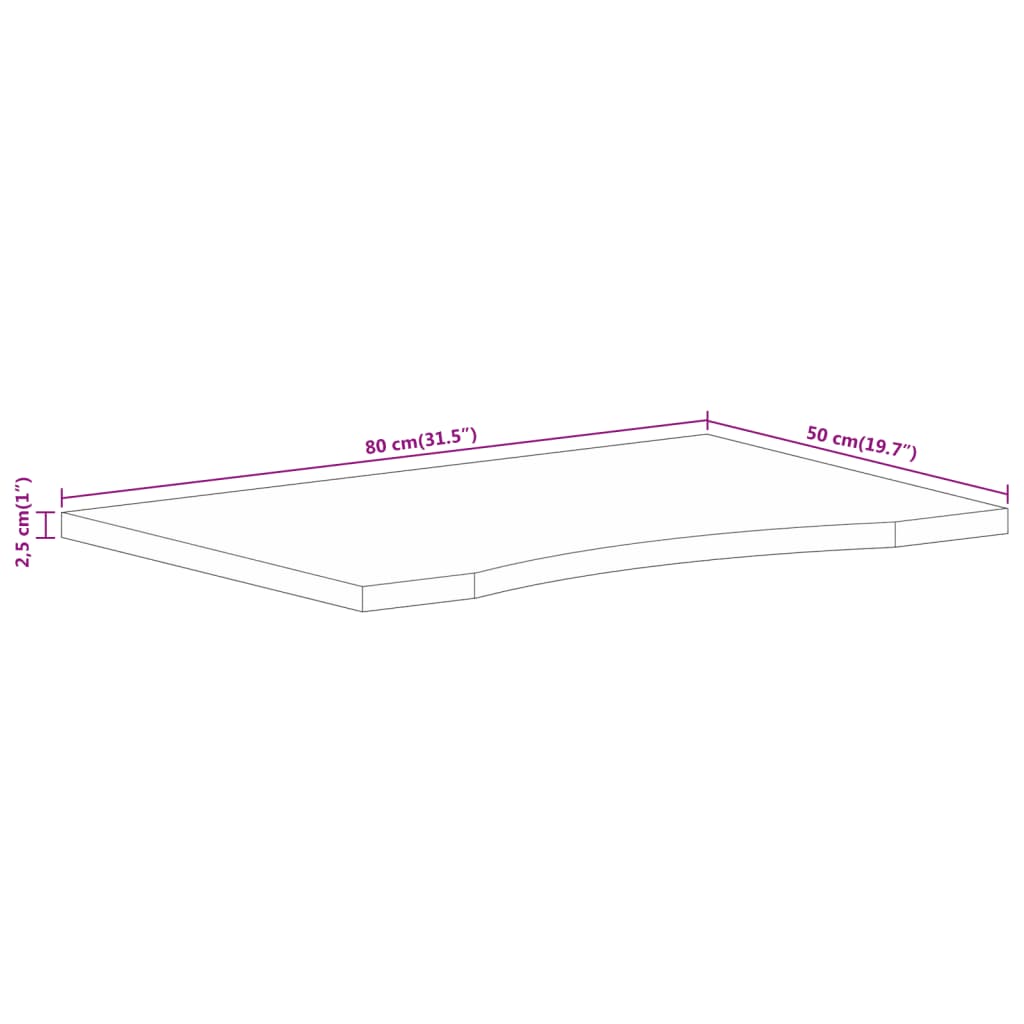 vidaXL Blat birou cu decupaj curbat 80x50x2,5 cm lemn masiv mango brut