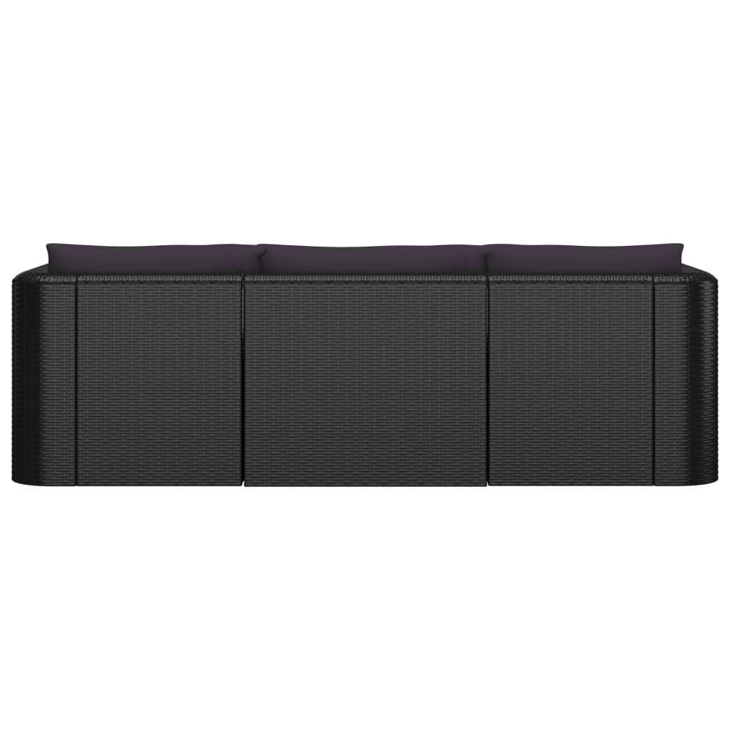 vidaXL Set mobilier de grădină cu perne, 10 piese, negru, poliratan