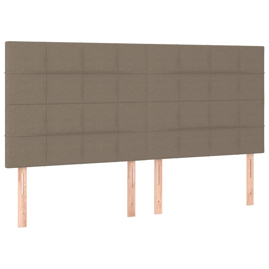 vidaXL Tăblie de pat cu LED, gri taupe, 160x5x118/128 cm, textil