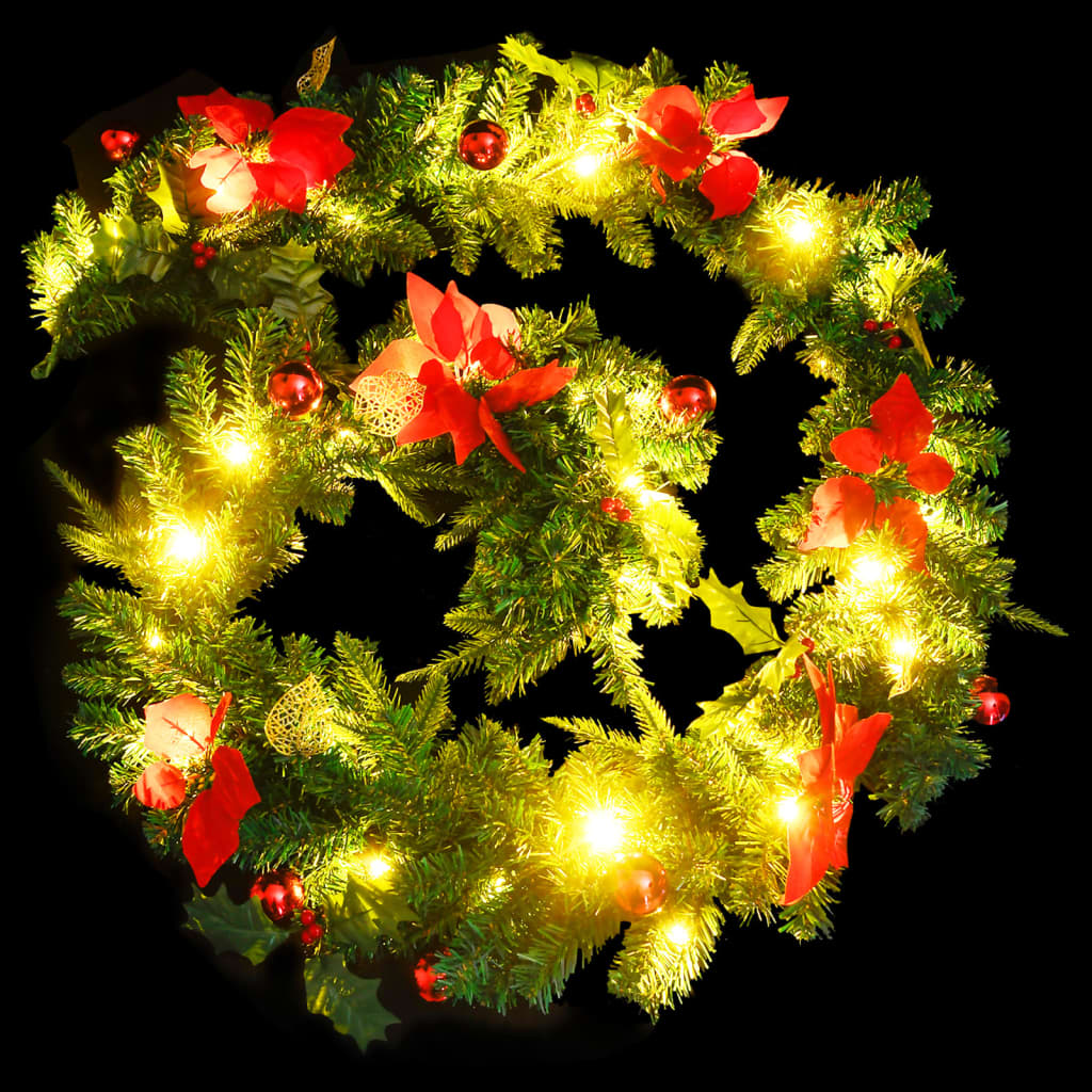 vidaXL Ghirlandă de Crăciun cu lumini LED, verde, 2,7 m, PVC