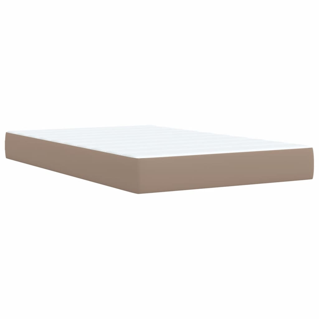 vidaXL Pat box spring cu saltea, cappuccino, 120x200cm piele ecologică