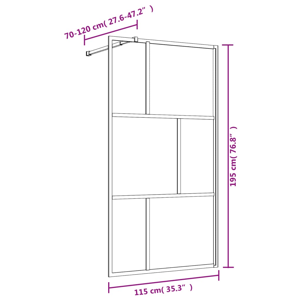 vidaXL Paravan de duș walk-in roșu 115x195 cm sticlă ESG transparentă