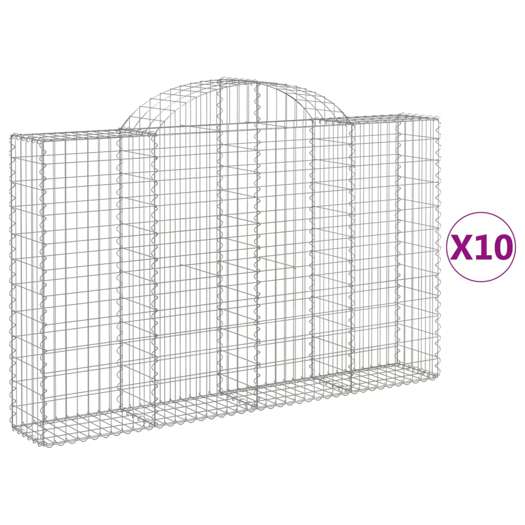 vidaXL Coșuri gabion arcuite 10 buc, 200x30x120/140cm, fier galvanizat