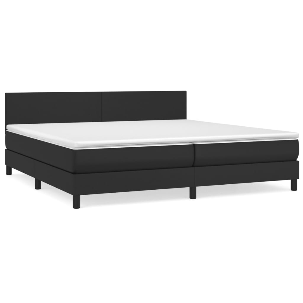 vidaXL Pat box spring cu saltea, negru, 200x200 cm, piele ecologică