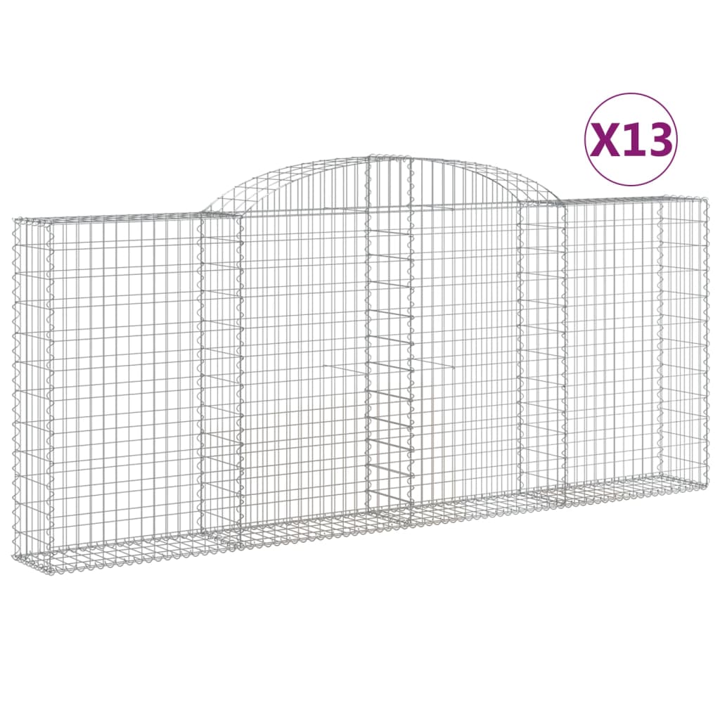 vidaXL Coșuri gabion arcuite 13 buc. 300x30x120/140 cm fier galvanizat