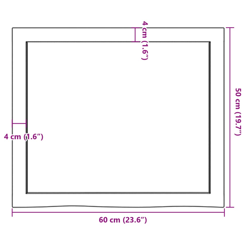 vidaXL Blat de baie, maro închis, 60x50x(2-6) cm, lemn masiv tratat