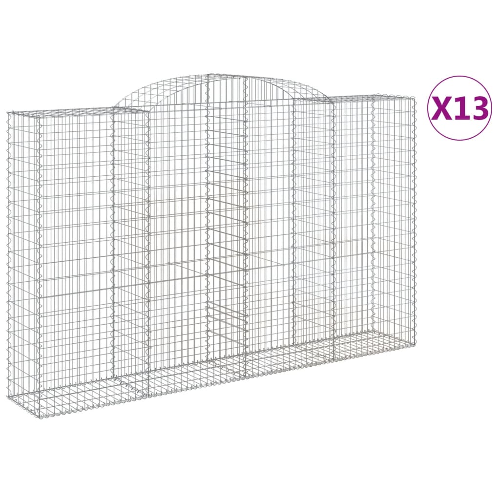 vidaXL Coșuri gabion arcuite 13 buc, 300x50x180/200 cm fier galvanizat