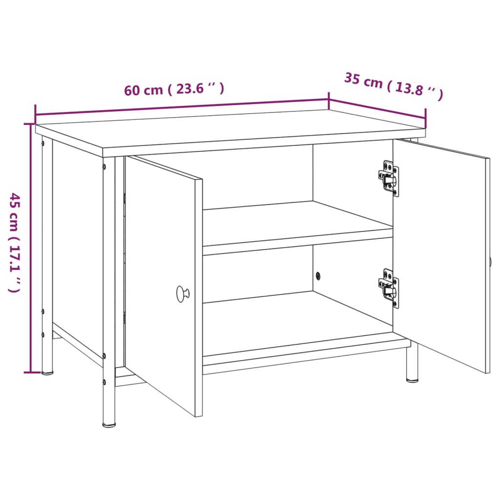 vidaXL Comodă TV cu uși, negru, 60x35x45 cm, lemn prelucrat