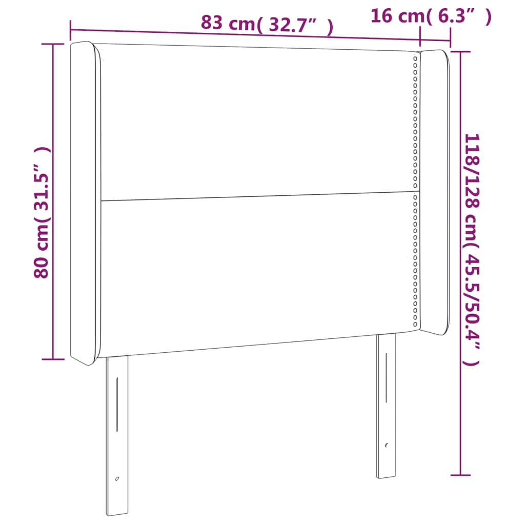 vidaXL Tăblie de pat cu aripioare gri deschis 83x16x118/128 cm catifea