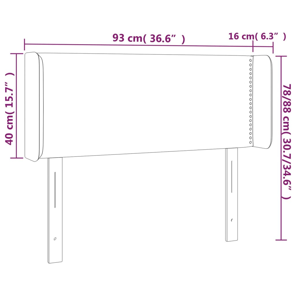 vidaXL Tăblie de pat cu LED, gri deschis, 93x16x78/88 cm, textil