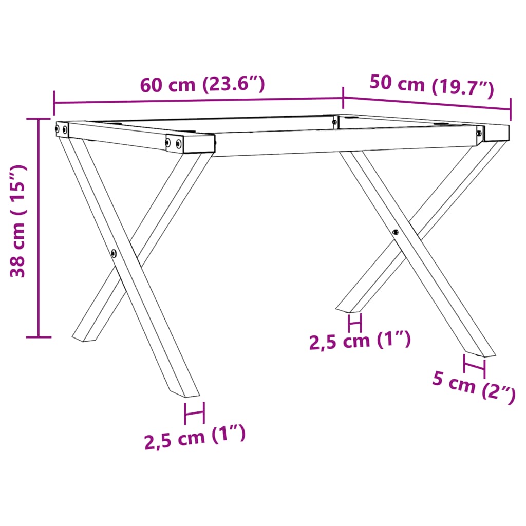 vidaXL Picioare Măsuță de cafea X-Frame 60x50x38 cm Fontă