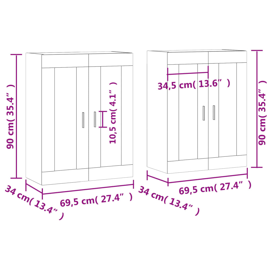 vidaXL Dulapuri montate pe perete, 2 buc, negru, lemn prelucrat