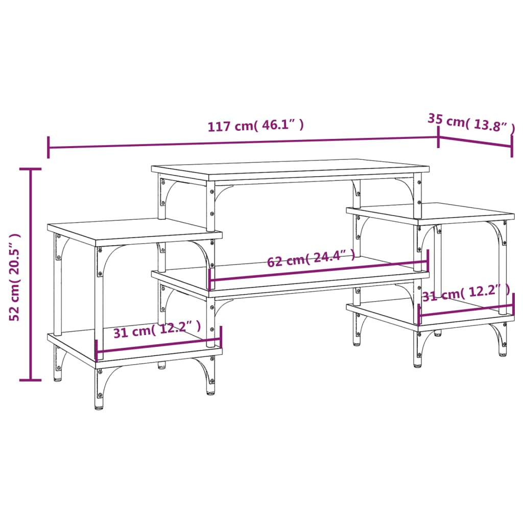 vidaXL Comodă TV, negru, 117x35x52 cm, lemn prelucrat